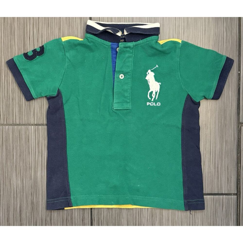 Polo Ralph Lauren Boys Colorblock Pique Polo Shirt Size 2T Big Pony